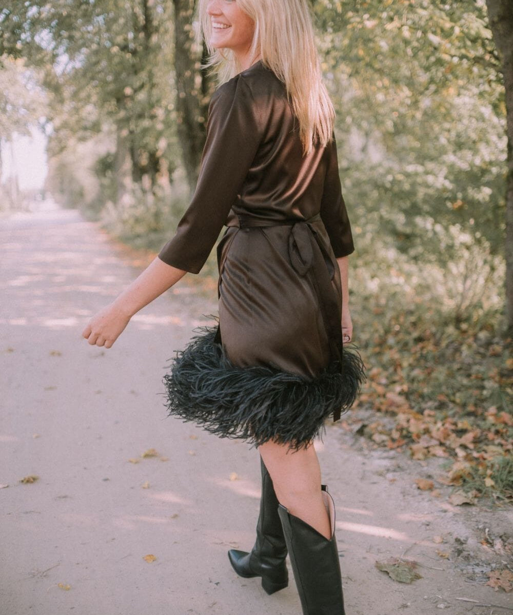  Feathered Kiss Robe Chocolate Amoralle