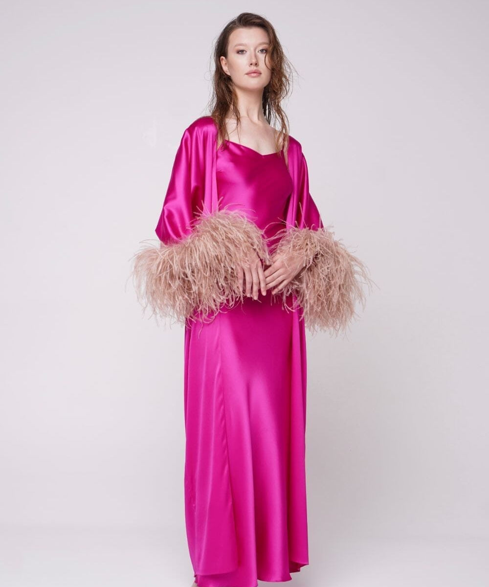  Fuchsia Silk Thalassic Robe Amoralle