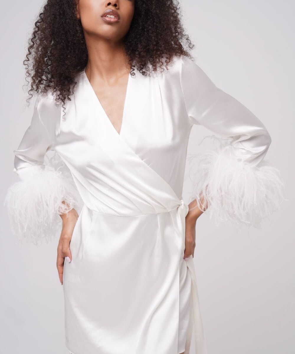  Ivory Stargazing Silk Kimono Robe Amoralle