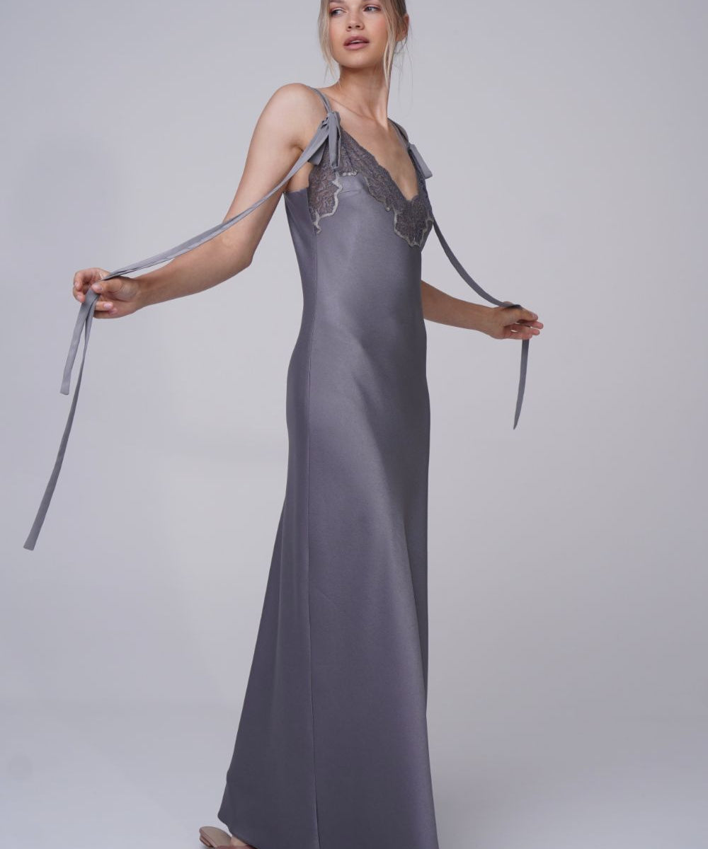  Come With Me Satin Slip Grey Product SIA Glamoralle