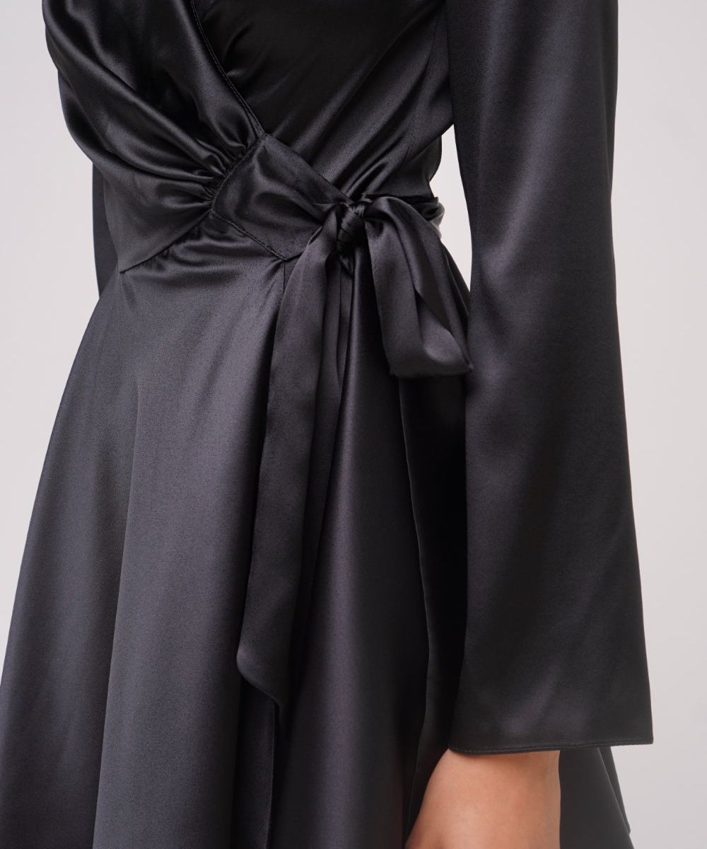  Dancing Mini Silk Wrap Gown Black Product SIA Glamoralle