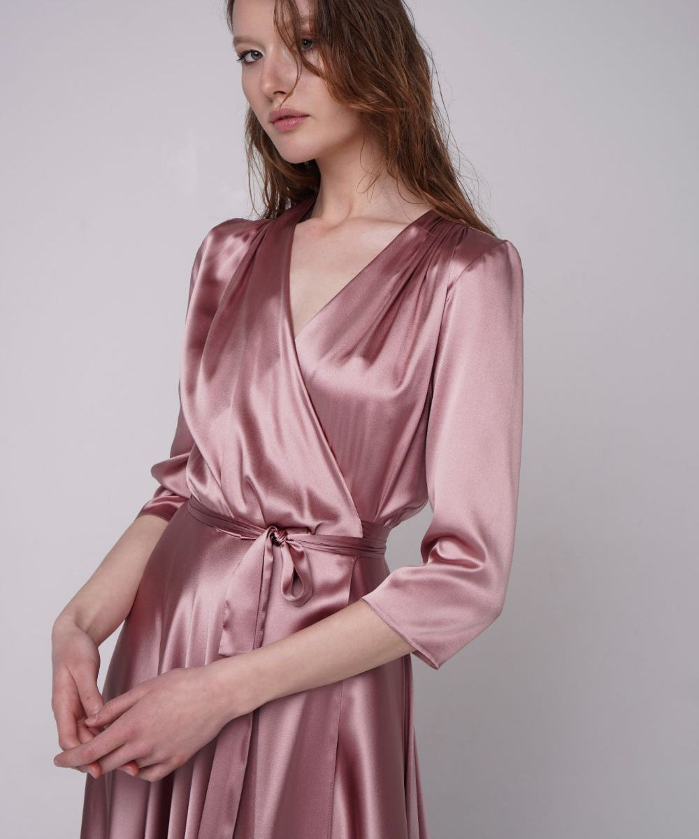  Kiss Of A Cloud Silk Midi Dress Blush Product SIA Glamoralle
